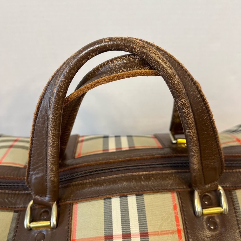 Burberry Nova Check Boston Bag Canvas Beige Brown‎ gold 100% authentic - Picture 2 of 16